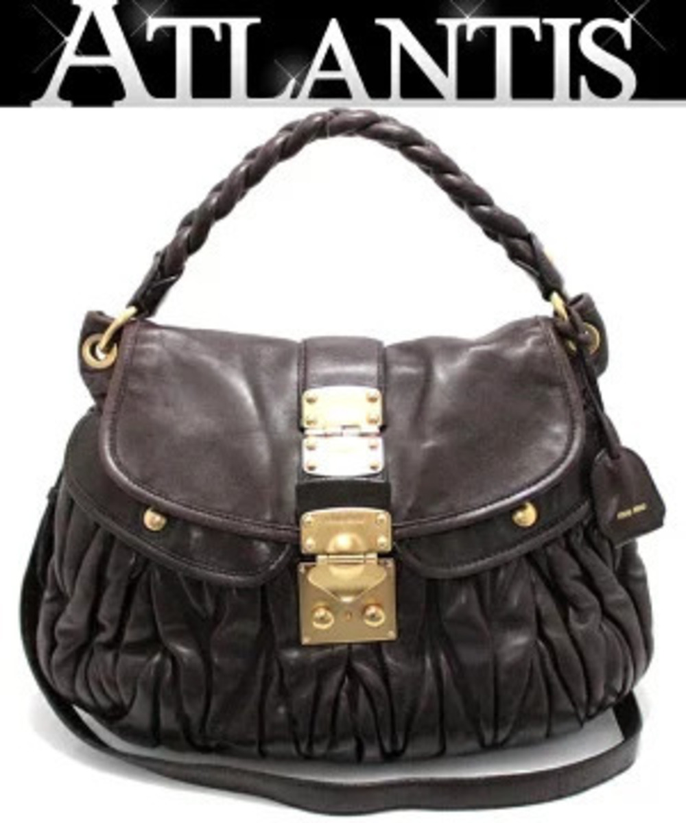 Miu Miu Matelasse Bag Hobo Leather Brown
